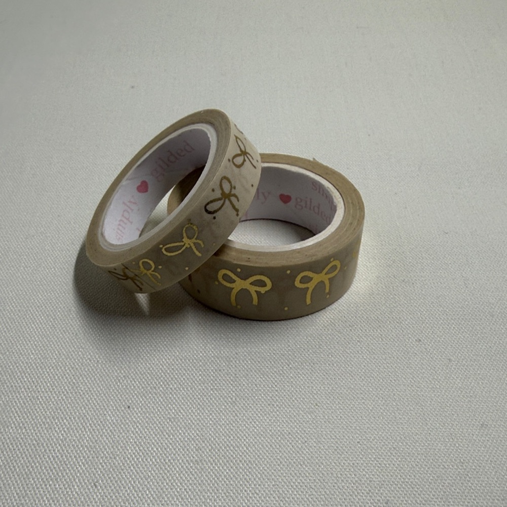 Simply Gilded Tan with Gold Foiling Bow Washi Tape Set